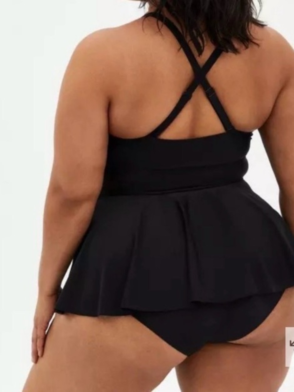 torrid Black One-Piece Swim Dress with Lace-Up Bodice - Picture 9 of 10